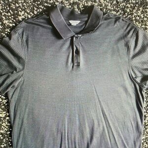 Calvin Klein Men's Charcoal and Light Gray Pinstripe Polo